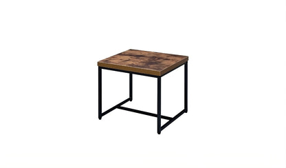 Table d'appoint en bois et métal manufacturé en chêne noir et brun de 19 po