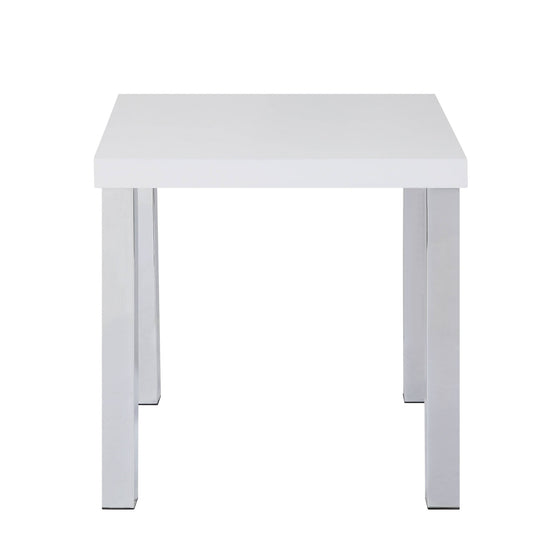 Table d'appoint carrée de 22 po en chrome et blanc brillant