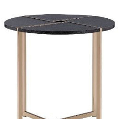 Table d'appoint ronde en bois et métal manufacturé champagne et noir de 24 po