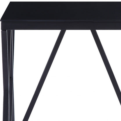 Table d'appoint carrée en verre et métal noir de 21 po