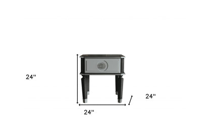 Table d'appoint carrée en bois manufacturé anthracite et gris clair de 24 po