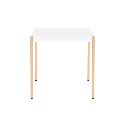 Table d'appoint carrée en bois manufacturé doré et blanc de 24 po