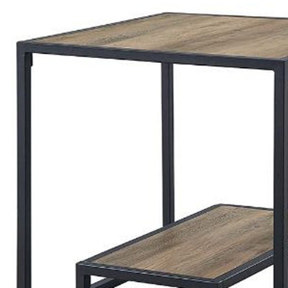 Table d'appoint carrée en bois blanc manufacturé de 22 po avec étagère