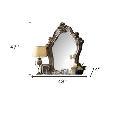 Miroir de commode irrégulier en platine antique de 47 po