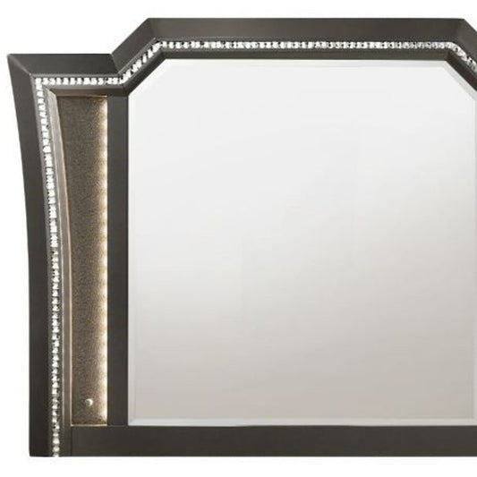 Miroir de commode éclairé gris métallisé de 38 po