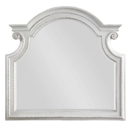 Miroir de commode irrégulier blanc antique de 43 po