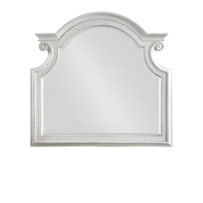 Miroir de commode irrégulier blanc antique de 43 po