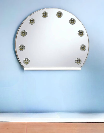 Miroir d'appoint rond avec finition blanche de 15 po