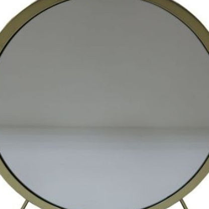 Miroir de table rond en fausse fourrure de 19 po, finition noire et laiton, pour le maquillage et le rasage