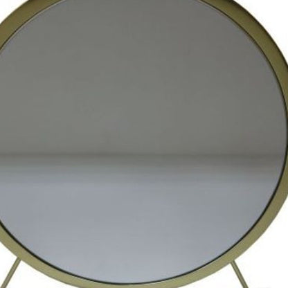 Miroir de table rond en fausse fourrure de 19 po, finition blanche et laiton, pour le maquillage et le rasage