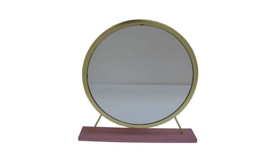 Miroir de table rond en fausse fourrure de 19 po, finition rose et or, miroir de rasage pour maquillage