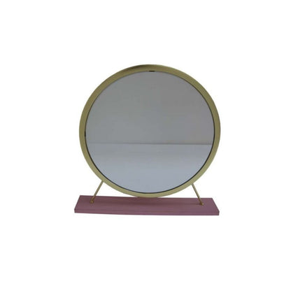 Miroir de table rond en fausse fourrure de 19 po, finition rose et or, miroir de rasage pour maquillage