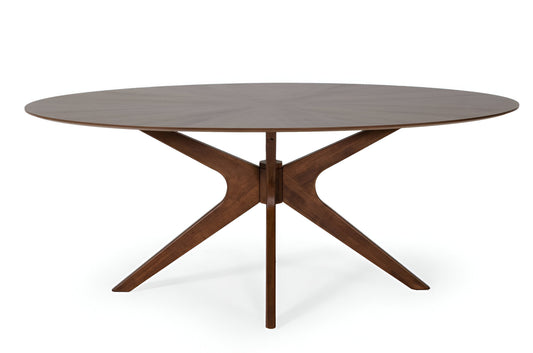 75" Brown Oval Solid Manufactured Wood Pedestal Base Dining Table