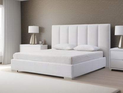 King Size White Upholstered Velvet Bed Frame