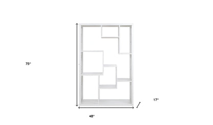 75" White Composite Zig Zag Multi Tier Bookcase