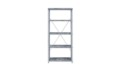 54" Gray and Silver Metal Four Tier Etagere Bookcase