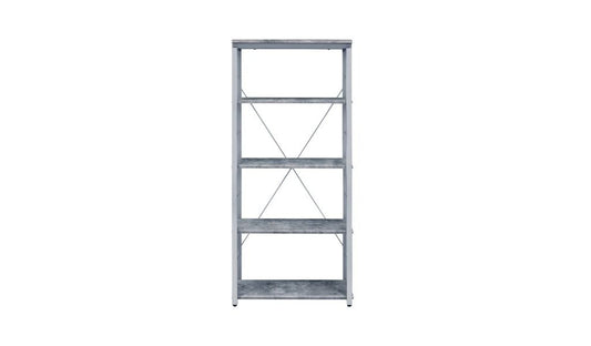 54" Gray and Silver Metal Four Tier Etagere Bookcase