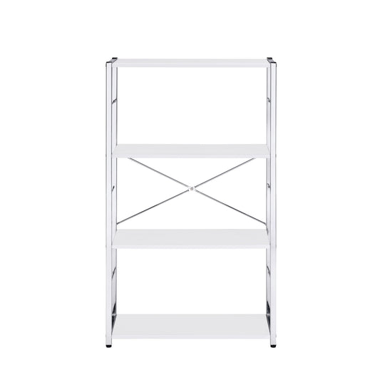 42" White Metal Four Tier Etagere Bookcase