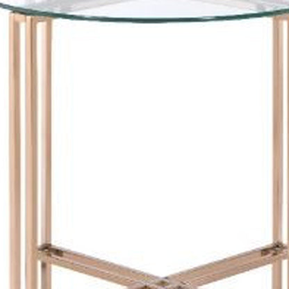 Table d'appoint ronde en verre champagne et transparent et en métal de 24 po