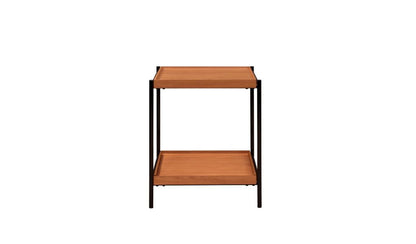 Table d'appoint carrée en bois de chêne noir et miel et métal de 24 po avec étagère