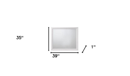 Miroir de commode rectangulaire blanc de 35 po à monter sur la commode avec cadre