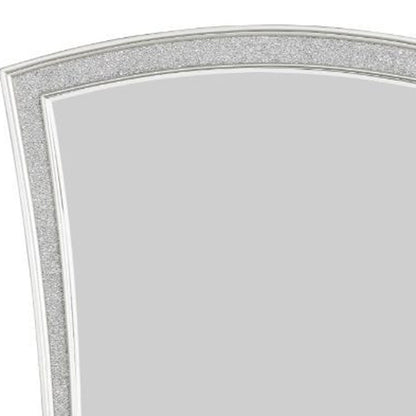 Miroir de commode avec cadre en arche en platine de 44 po