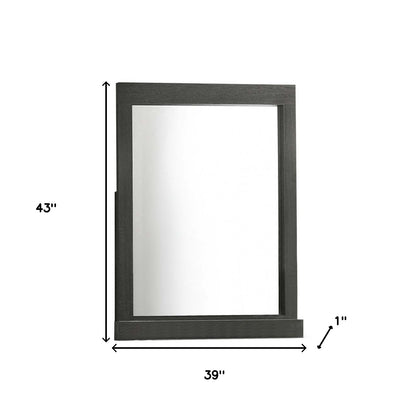 Miroir de commode avec cadre en chêne gris de 43 po