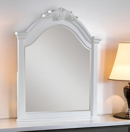 Miroir de commode en arc avec finition blanche de 43 po