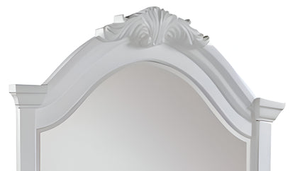 Miroir de commode en arc avec finition blanche de 43 po