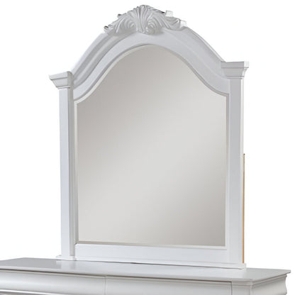 Miroir de commode en arc avec finition blanche de 43 po