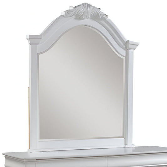 Miroir de commode en arc avec finition blanche de 43 po