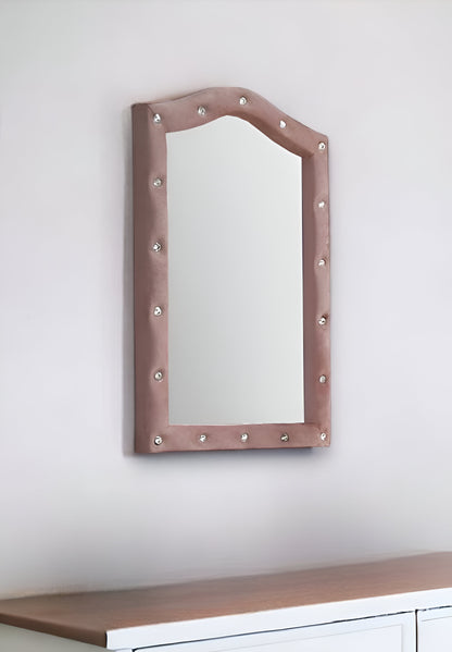 Miroir de commode en tissu rose de 30 po