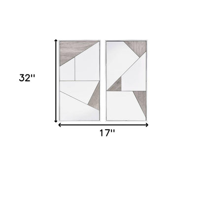 Ensemble de deux miroirs décoratifs avec cadre chromé et naturel