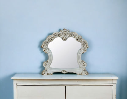 Miroir de commode irrégulier au fini perle antique de 45 po