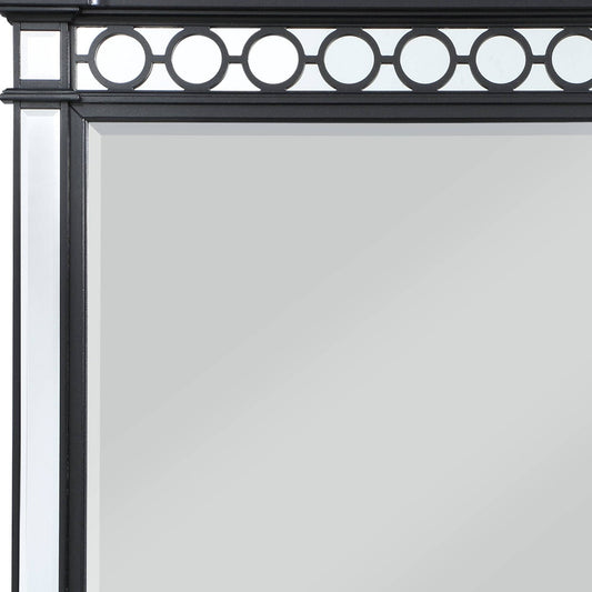 Miroir de commode de 42 po avec finition miroir noire et argentée