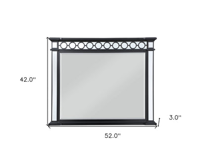 Miroir de commode de 42 po avec finition miroir noire et argentée