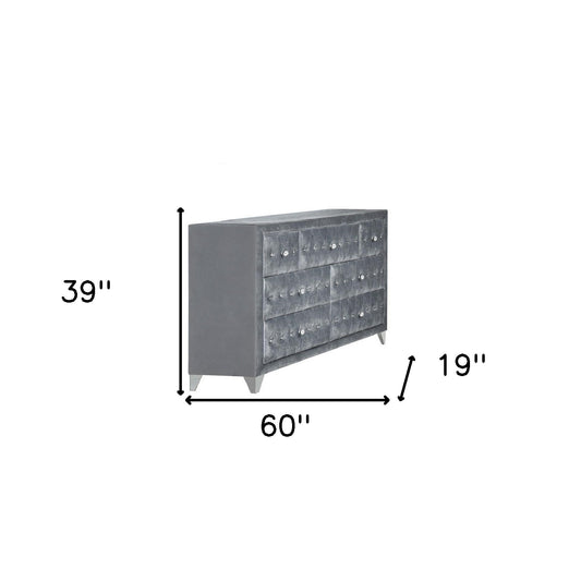 Commode triple grise à sept tiroirs de 60 po