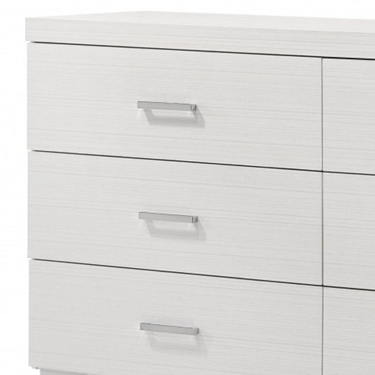 58" White Solid and Manufactured Wood Six Drawer Double Dresser