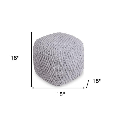 18" White Cotton Blend Pouf Ottoman