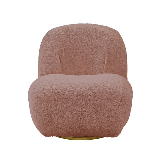 Chaise de salle à manger pivotante de couleur unie en sherpa rose de 32 po