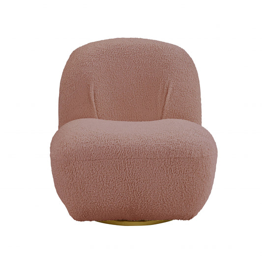 Chaise de salle à manger pivotante de couleur unie en sherpa rose de 32 po