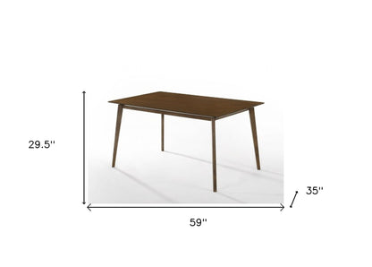 59" Brown Solid Wood Dining Table