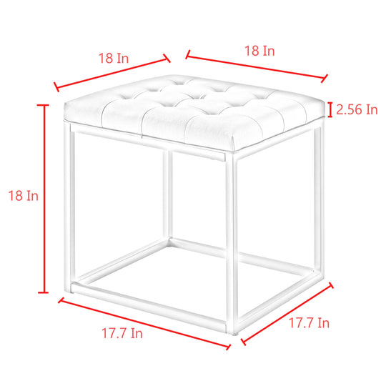 Pouf cube en similicuir jaune et gris de 18 po