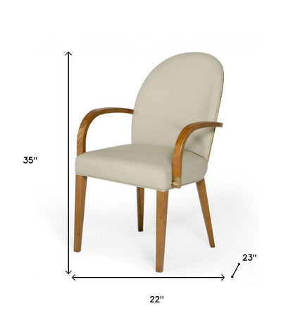 Chaise de salle à manger rembourrée en similicuir gris et marron