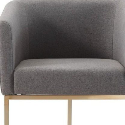 Chaise de salle à manger en tissu rembourré gris foncé et laiton vieilli