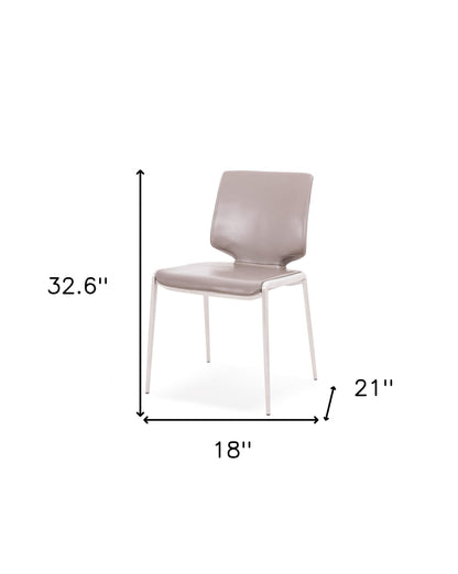 Ensemble de deux chaises de salle à manger rembourrées en similicuir gris foncé et argent