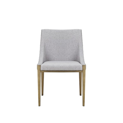 Gray And Brass Upholstered Fabric Dining Side Chair