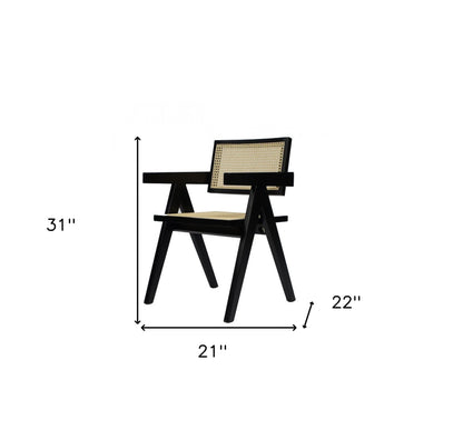 Chaise de salle à manger à dossier ouvert en bois naturel et noir