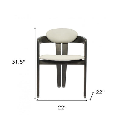 Chaise de salle à manger à dossier ouvert en similicuir rembourré gris clair et gris foncé