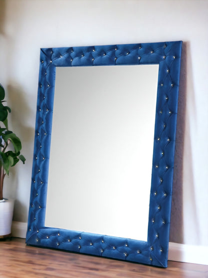 Miroir décoratif en velours bleu de 74 po